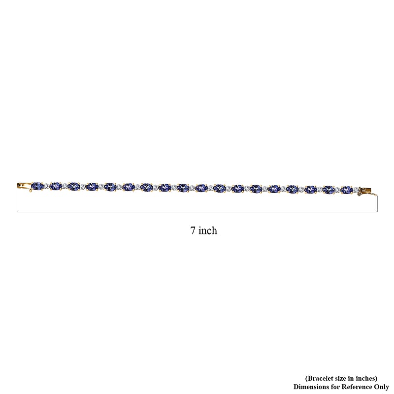 Luxoro 14K Yellow Gold Premium Tanzanite and Moissanite 10.00 ctw Bracelet 4.60 Grams (6.50 In)