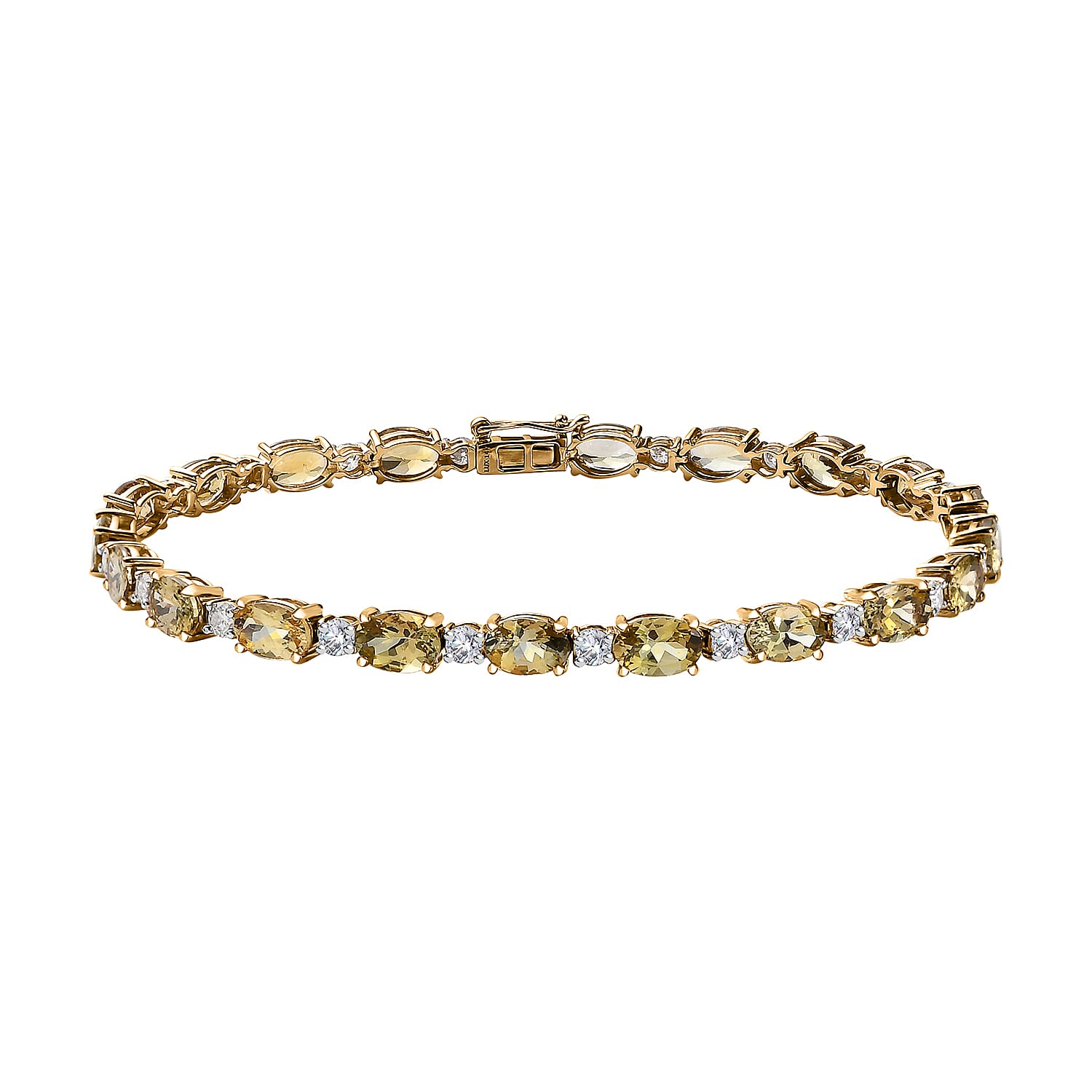 Luxoro 14K Yellow Gold Premium Golden Tanzanite and Moissanite Bracelet (7.25 In) 5 Grams 10.60 ctw