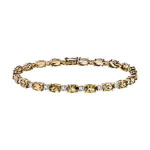 Luxoro 14K Yellow Gold Premium Golden Tanzanite and Moissanite Bracelet (7.25 In) 5 Grams 10.60 ctw