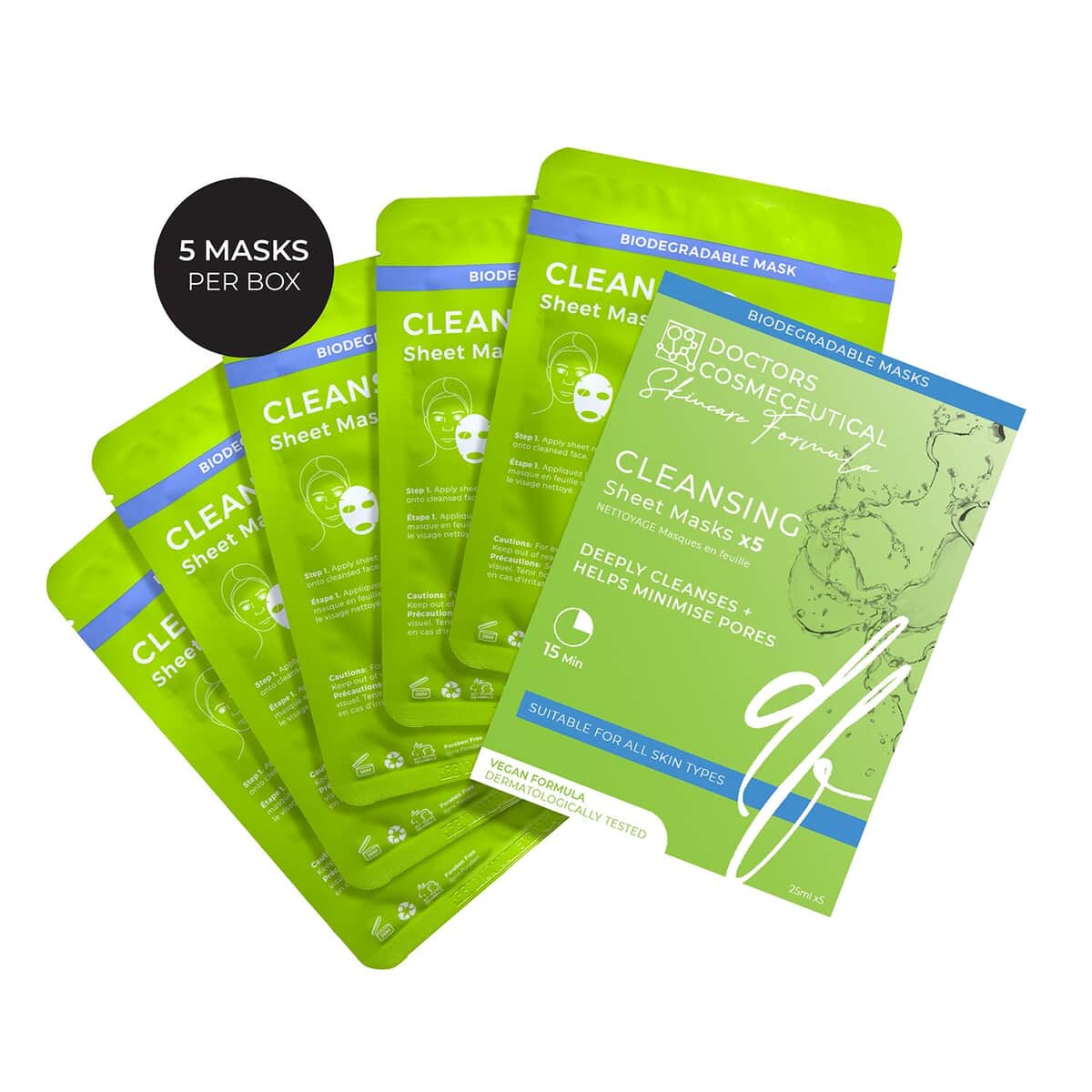 Doctors Cosmeceutical Treatment Sheet Mask - Cleansing (Pack of 5) image number 0