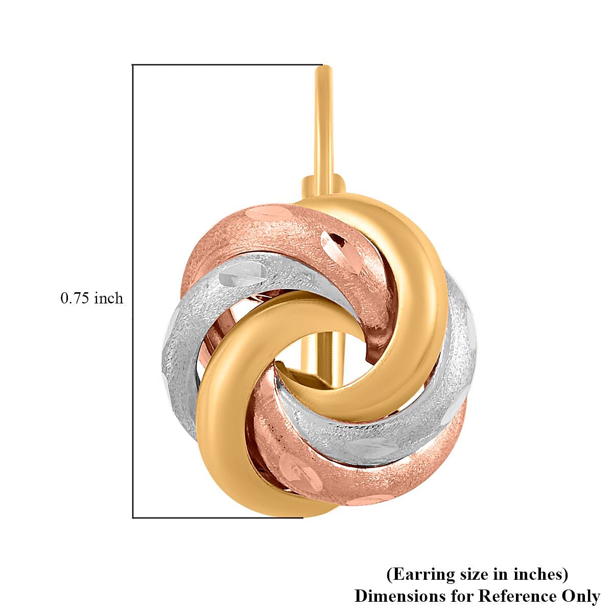 Buy Vicenza Italian Love knot 14K Tri-Color Gold Earrings