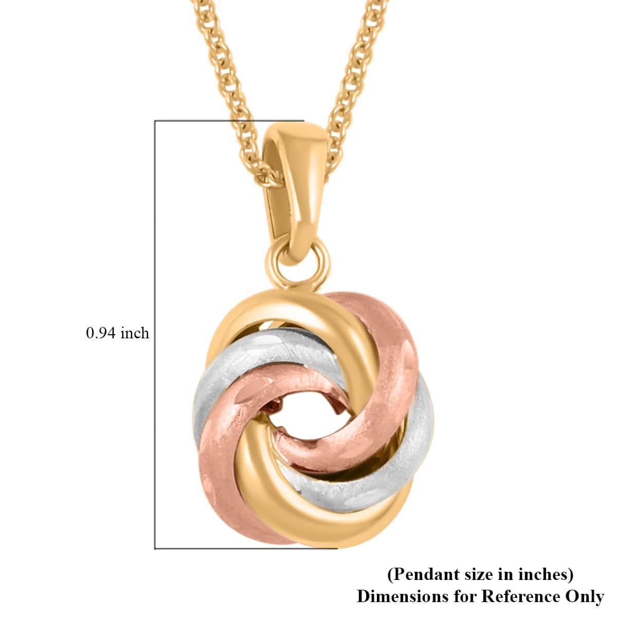 Vicenza Italian Love knot 14K Tri Color Gold Necklace 18 Inches 3.9 Grams image number 5