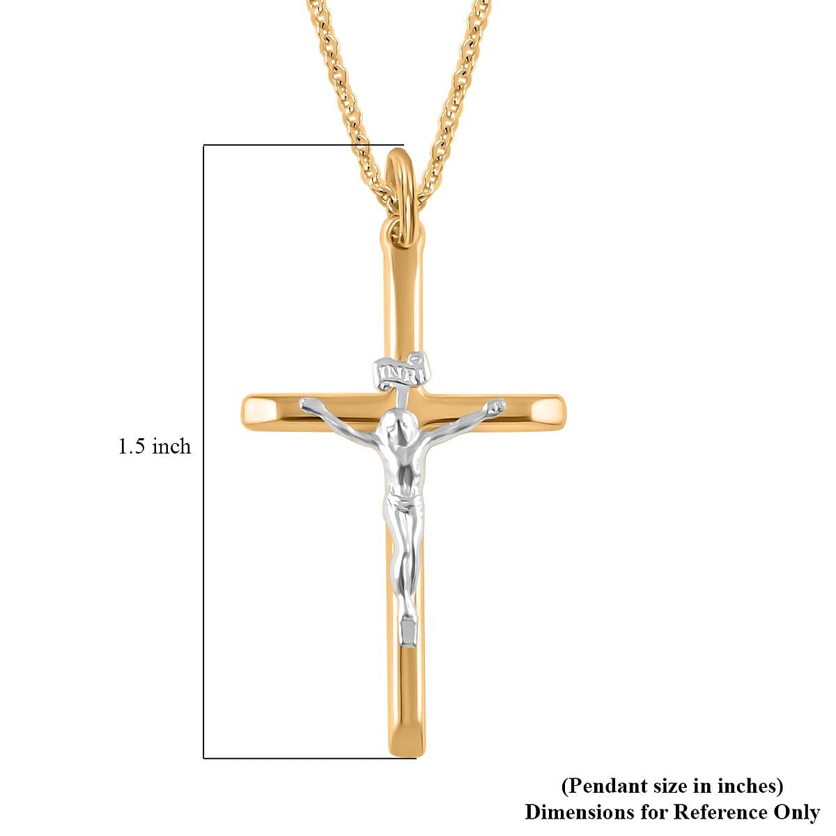 14K Yellow and White Gold Cross Pendant Necklace 18-20 Inches 3.5 Grams image number 5