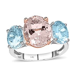 Modani 14K White Gold AAA Marropino Morganite, Aquamarine Ring (Size 10.0) (Del. in 15-20 Days) 5.35ctw