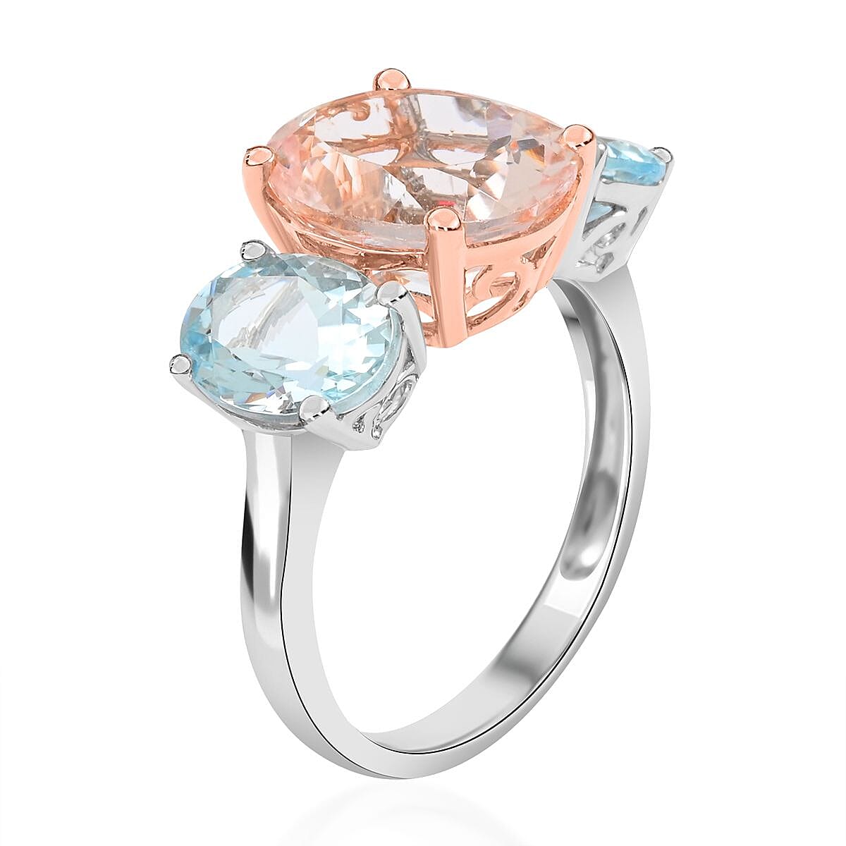 Ankur Treasure Chest Modani 14K White Gold AAA Marropino Morganite, Aquamarine Ring (Size 6.0) 5.35 ctw image number 3