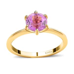 Iliana Certified & Appraised AAA Patroke Kunzite 1.75 ctw Solitaire Ring, 18K Yellow Gold Ring, Wedding Ring (Size 10.0)