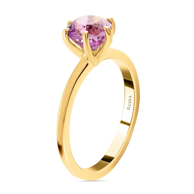 Iliana Certified & Appraised AAA Patroke Kunzite 1.75 ctw Solitaire Ring, 18K Yellow Gold Ring, Wedding Ring (Size 10.0)