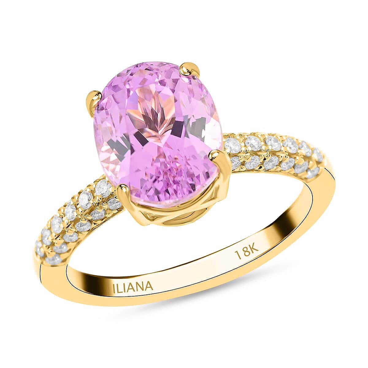 Buy Iliana 18K Yellow Gold AAAA Patroke Kunzite and G-H SI Diamond