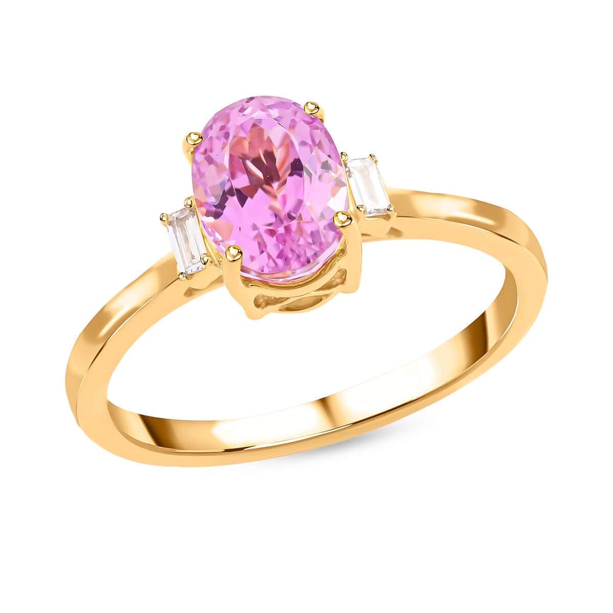 Certified & Appraised Iliana 18K Yellow Gold AAA Patroke Kunzite and G-H SI Diamond Ring 1.75 ctw image number 0