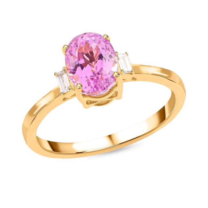 Certified & Appraised Iliana 18K Yellow Gold AAA Patroke Kunzite and G-H SI Diamond Ring (Size 10.0) 1.75 ctw