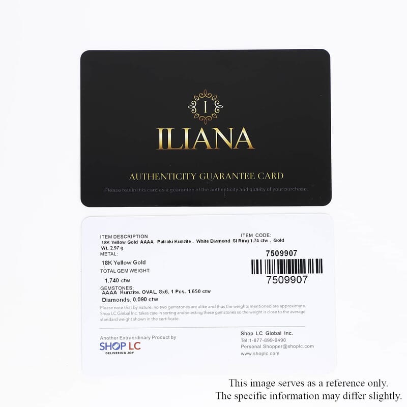 Certified & Appraised Iliana 18K Yellow Gold AAA Patroke Kunzite and G-H SI Diamond Ring (Size 10.0) 1.75 ctw