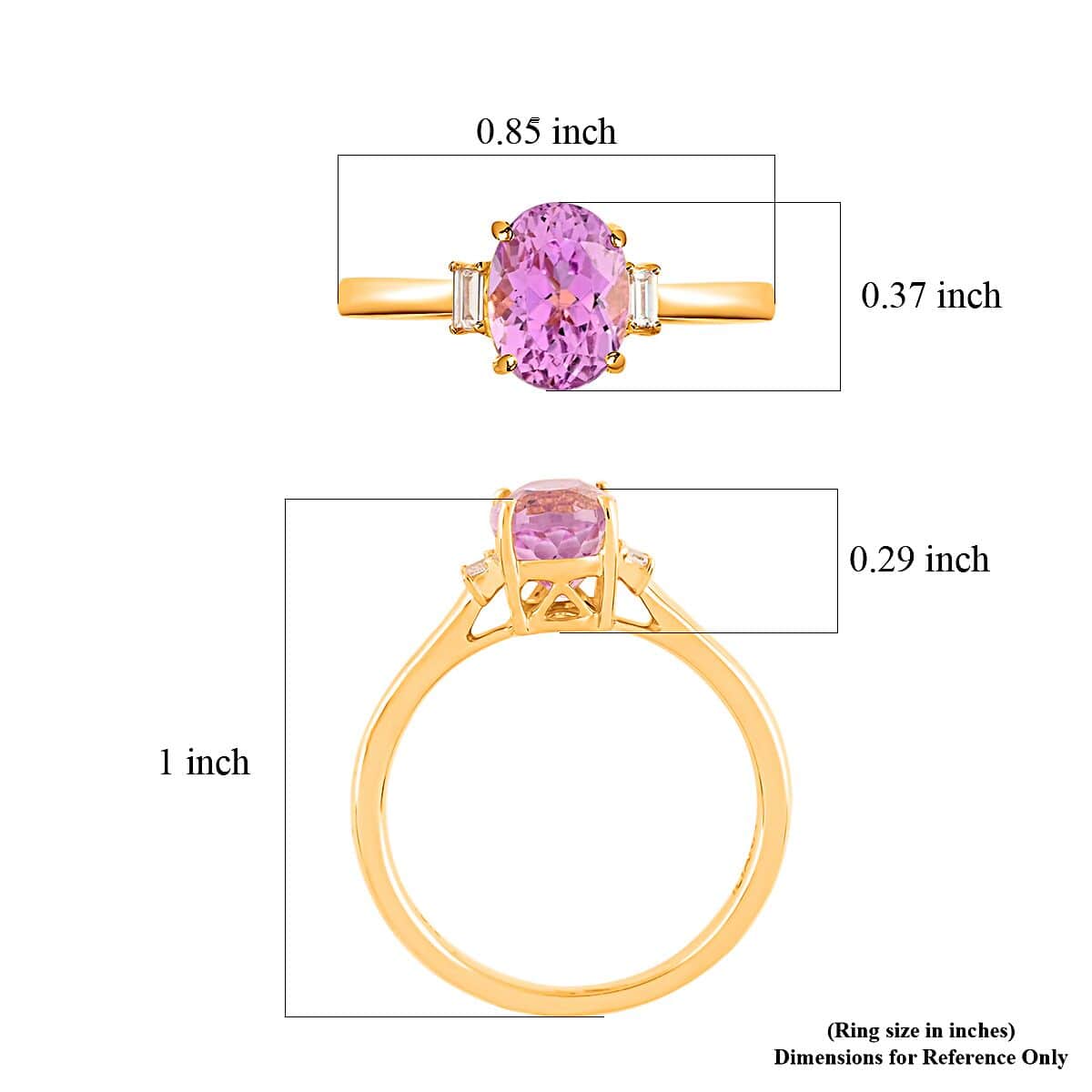 Certified & Appraised Iliana 18K Yellow Gold AAA Patroke Kunzite and G-H SI Diamond Ring (Size 7.0) 1.75 ctw image number 4