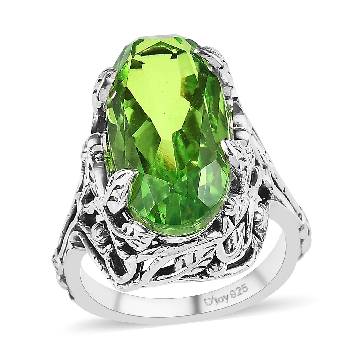 Artisan Crafted Chartreuse Quartz (Triplet) Solitaire Ring in Sterling Silver (Size 6.0) 10.60 ctw image number 0