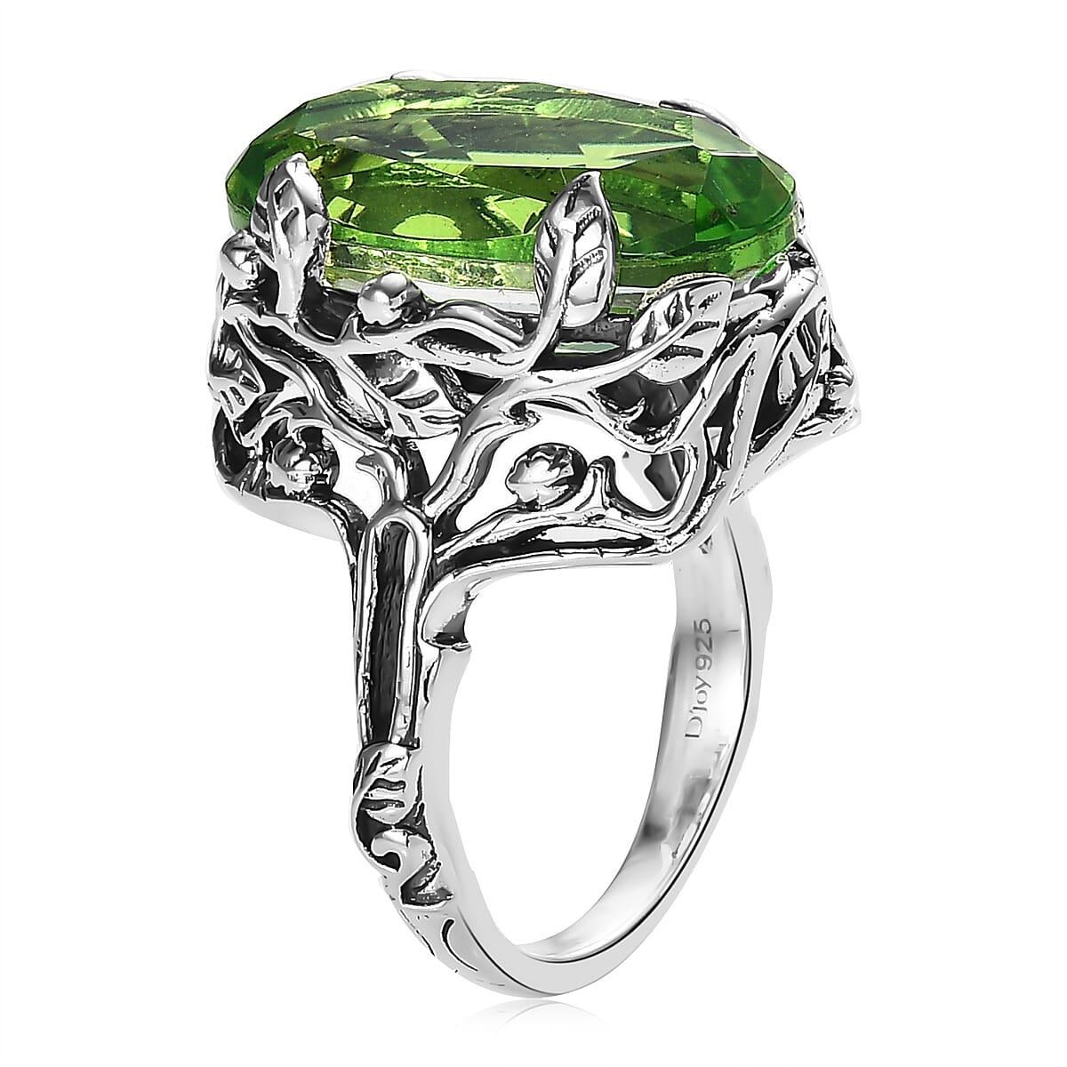 Artisan Crafted Chartreuse Quartz (Triplet) Solitaire Ring in Sterling Silver (Size 6.0) 10.60 ctw image number 3