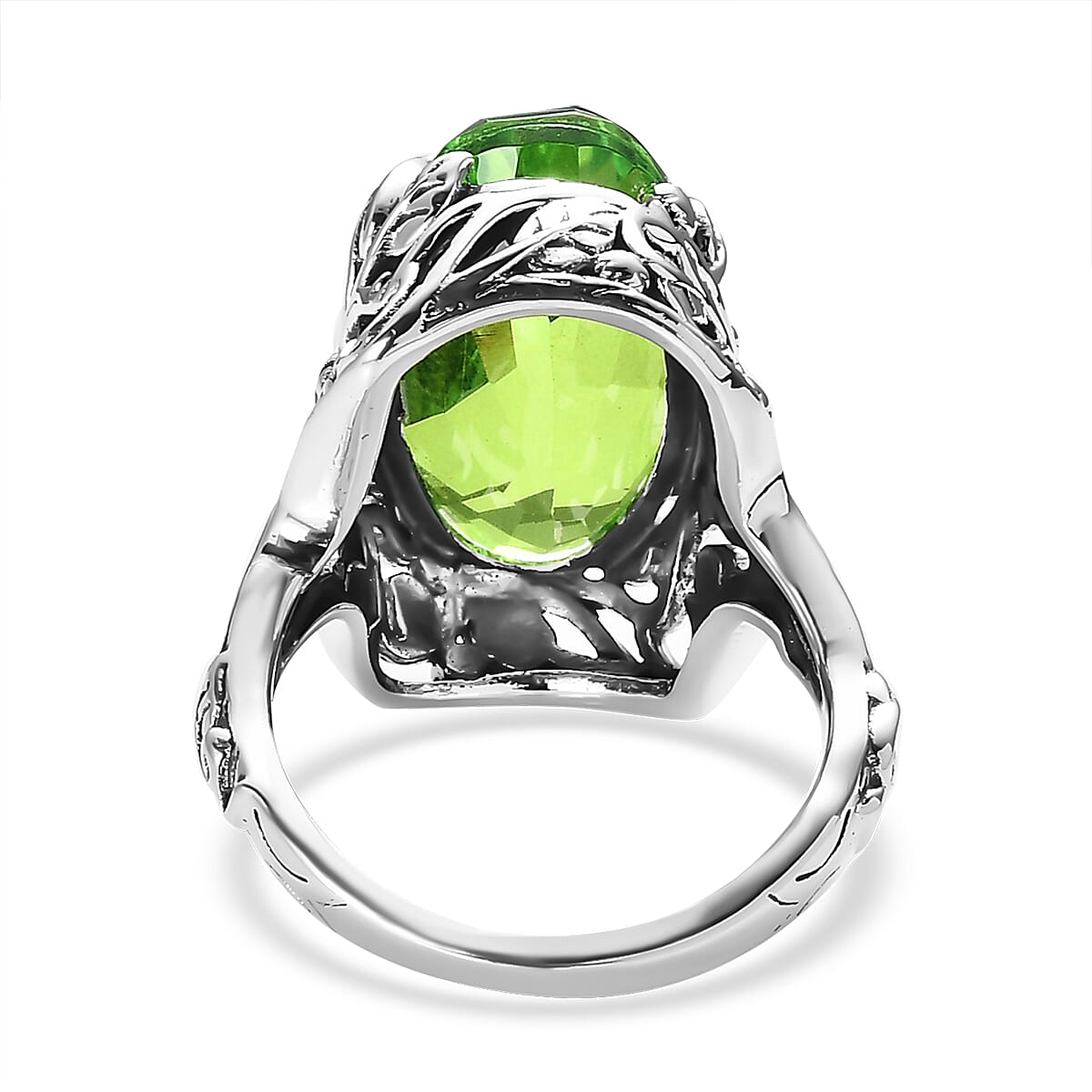 Artisan Crafted Chartreuse Quartz (Triplet) Solitaire Ring in Sterling Silver (Size 6.0) 10.60 ctw image number 4