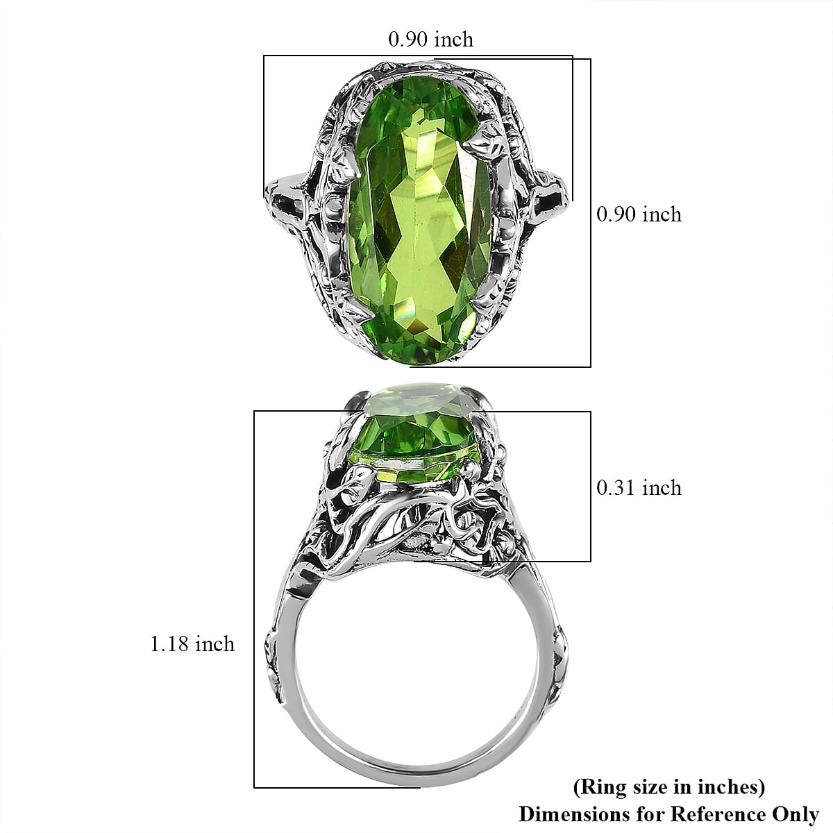 Artisan Crafted Chartreuse Quartz (Triplet) Solitaire Ring in Sterling Silver (Size 6.0) 10.60 ctw image number 5