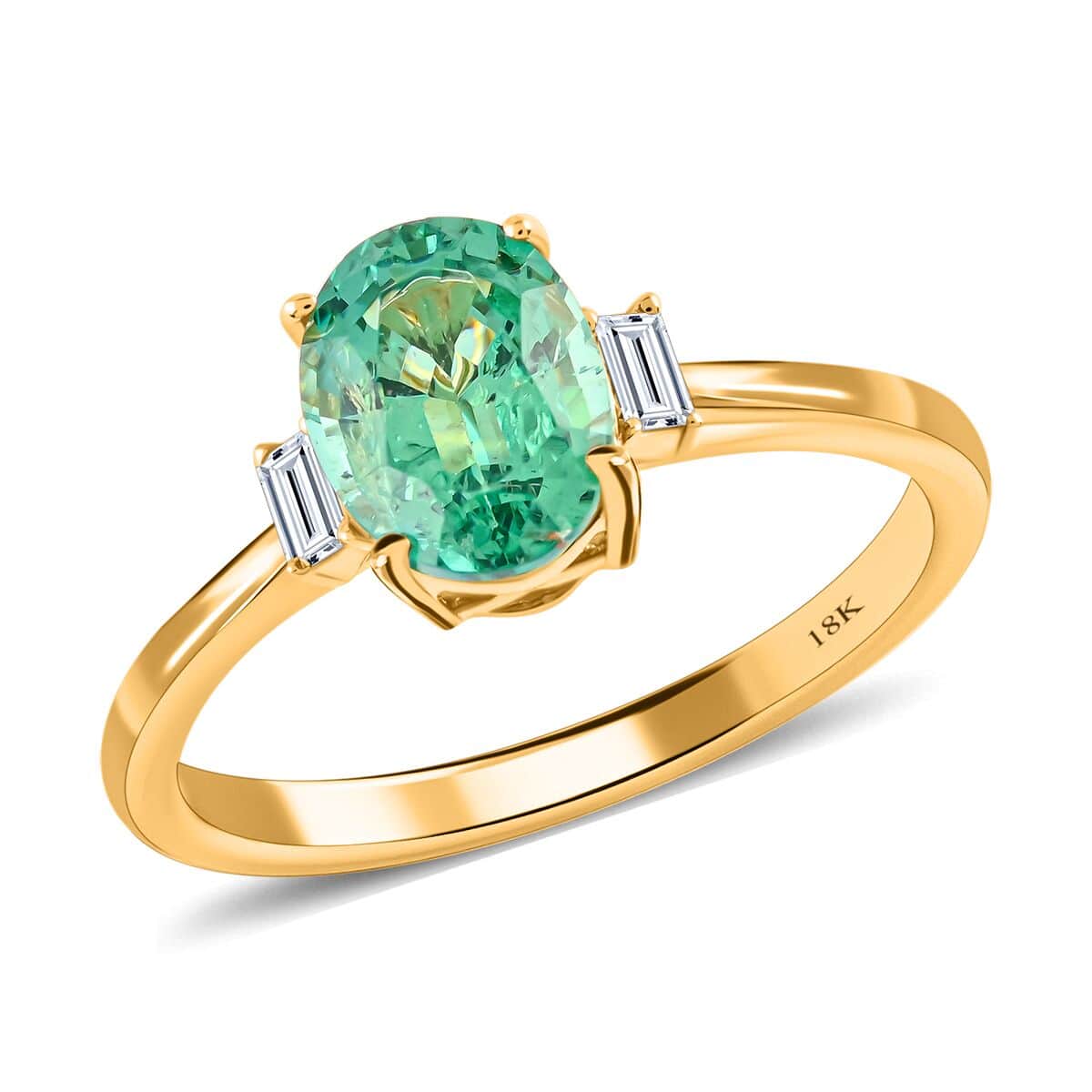 Certified & Appraised Iliana 18K Yellow Gold AAA Kagem Zambian Emerald and G-H SI Diamond Ring (Size 10.0) 1.25 ctw image number 0