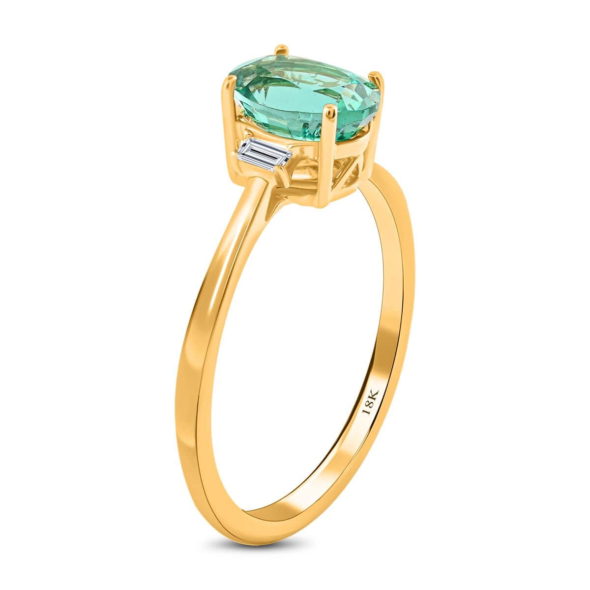 Certified Iliana 18K Yellow Gold AAA Kagem Zambian Emerald and G-H SI Diamond Ring 1.25 ctw image number 2