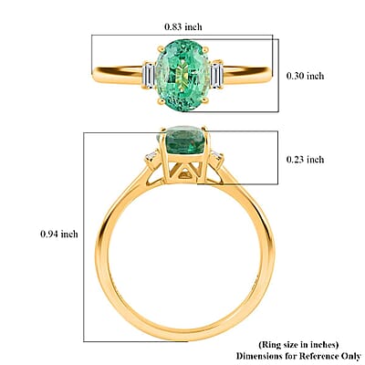 Certified and Appraised Iliana 18K Yellow Gold AAA Kagem Zambian Emerald and G-H SI Diamond Ring (Size 6.0) 1.25 ctw