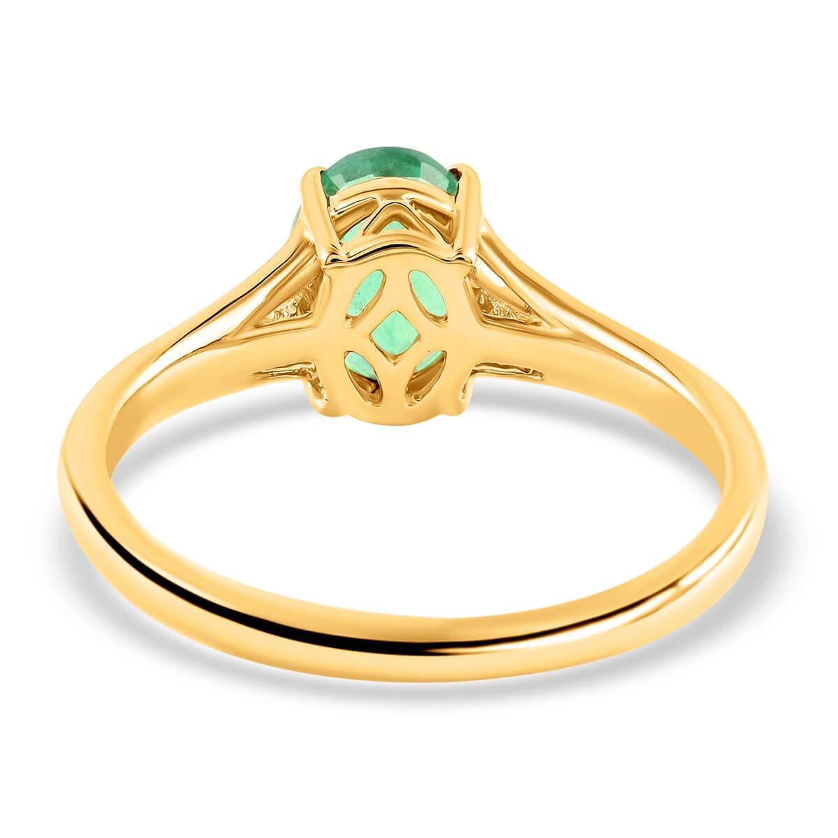 Certified Iliana 18K Yellow Gold AAA Kagem Zambian Emerald and G-H SI Diamond Ring (Del. in 15-20 Days) 1.25 ctw image number 3