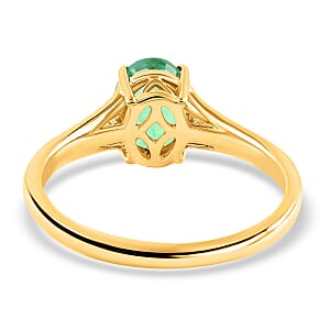 Certified Iliana 18K Yellow Gold AAA Kagem Zambian Emerald and G-H SI Diamond Ring (Size 6.0) 1.25 ctw