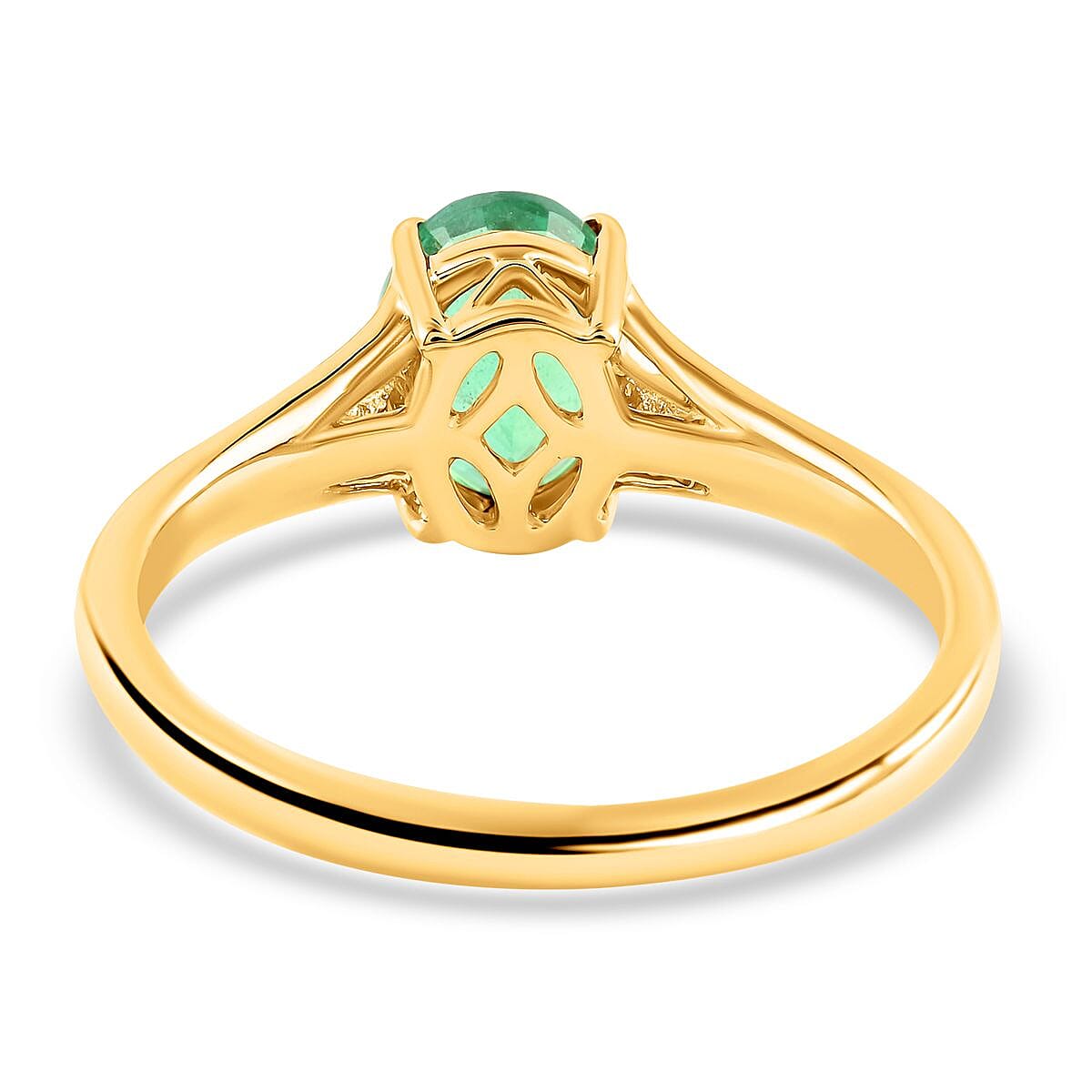 Certified and Appraised Iliana 18K Yellow Gold AAA Kagem Zambian Emerald and G-H SI Diamond Ring (Size 8.0) 1.25 ctw image number 3