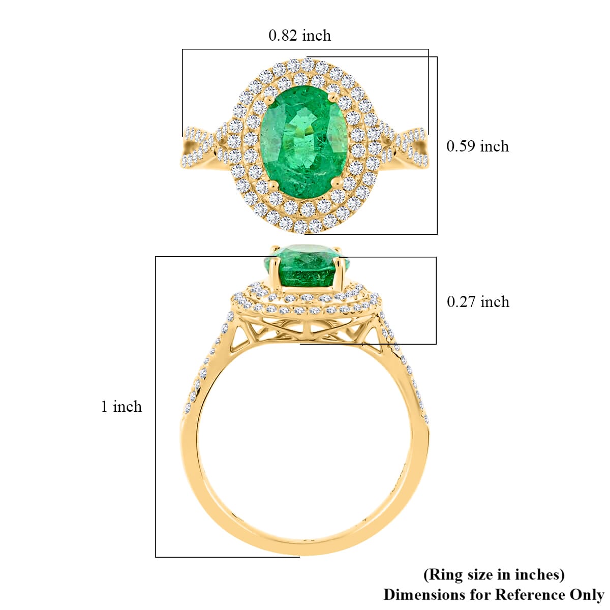 Certified & Appraised Iliana 18K Yellow Gold AAA Kagem Zambian Emerald and G-H SI Diamond Double Halo Ring (Size 10.0) 2.30 ctw image number 5