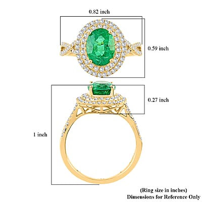 Certified & Appraised Iliana AAA Kagem Zambian Emerald and G-H SI Diamond 2.30 ctw Double Halo Ring in 18K Yellow Gold (Size 6.0)