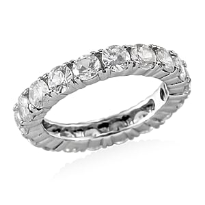 White Zircon 3.65 ctw Eternity Band Ring in Stainless Steel (Size 5.0)