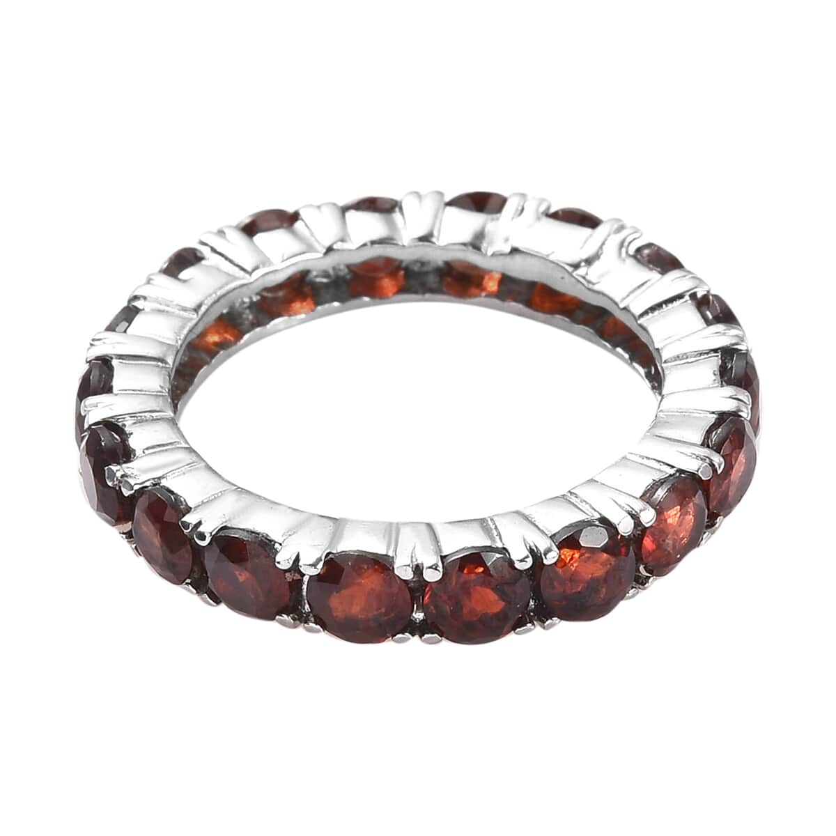 Mozambique Garnet Eternity Band Ring in Stainless Steel (Size 9.0) 4.40 ctw | Tarnish-Free, Waterproof, Sweat Proof Jewelry image number 4