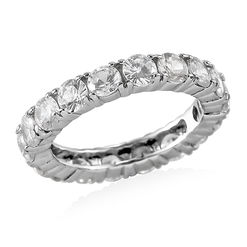 White Zircon 3.65 ctw Eternity Band Ring in Stainless Steel (Size 6.0)