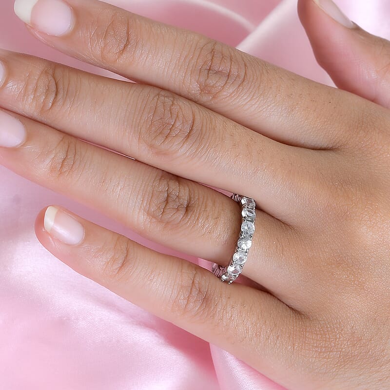 White Zircon 3.65 ctw Eternity Band Ring in Stainless Steel (Size 6.0)