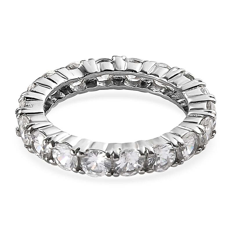 White Zircon 3.65 ctw Eternity Band Ring in Stainless Steel (Size 6.0)
