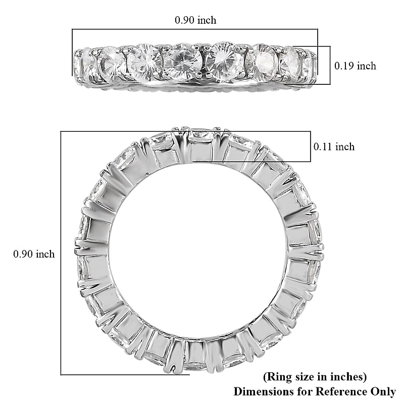 White Zircon 3.65 ctw Eternity Band Ring in Stainless Steel (Size 6.0)