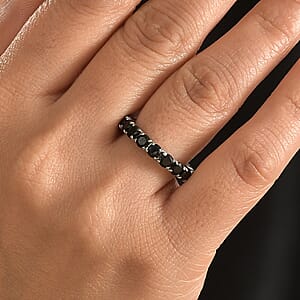 Thai Black Spinel 2.70 ctw Eternity Band Ring in Stainless Steel (Size 5.0)