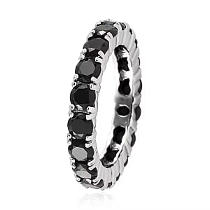 Thai Black Spinel 2.70 ctw Eternity Band Ring in Stainless Steel (Size 5.0)