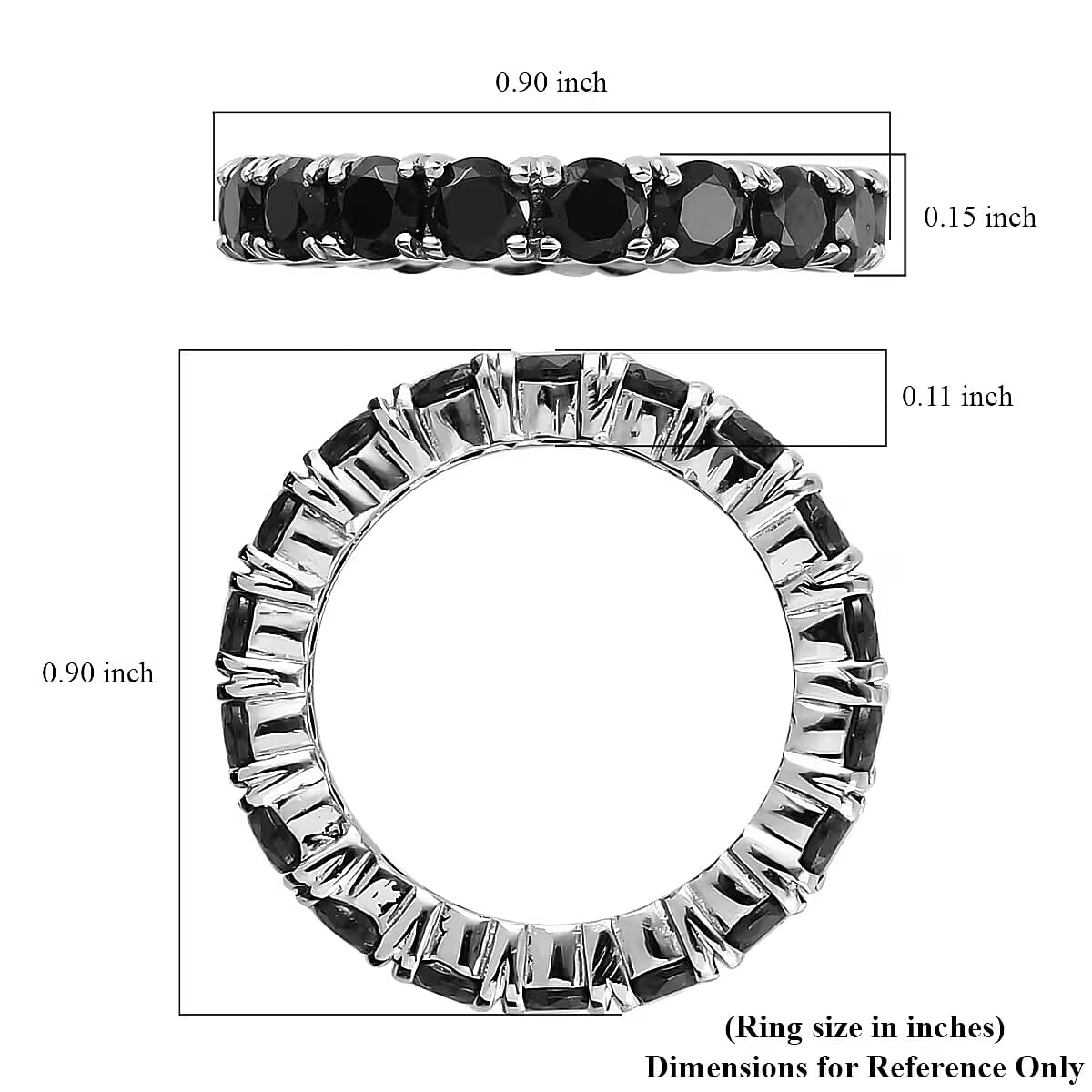 Thai Black Spinel 2.70 ctw Eternity Band Ring in Stainless Steel (Size 7.0) image number 5