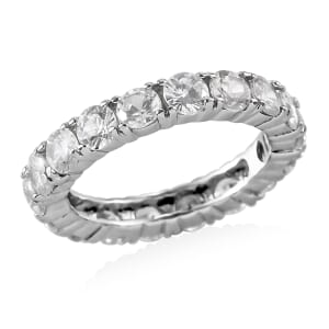 White Zircon 3.65 ctw Eternity Band Ring in Stainless Steel (Size 9.0)
