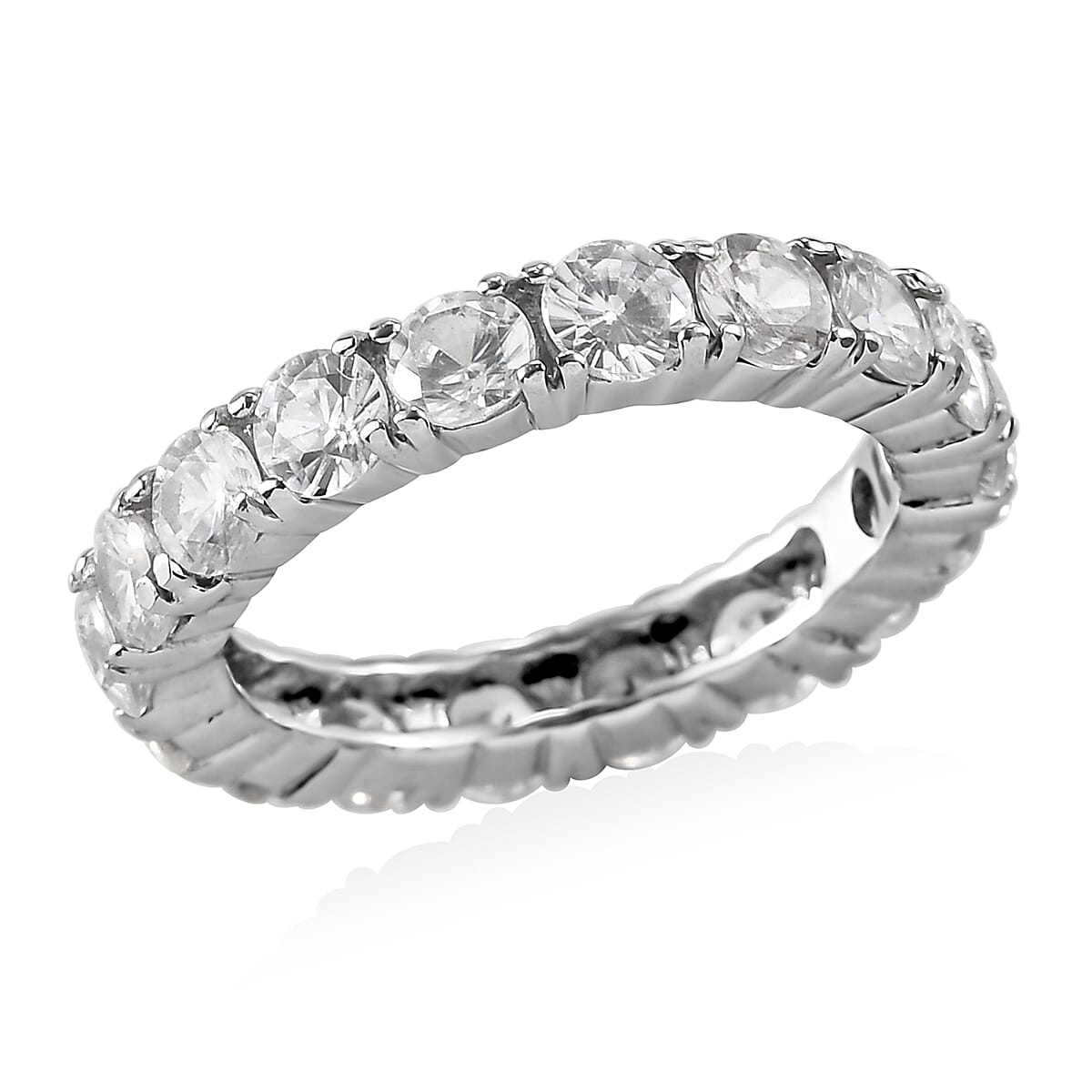 White Zircon 3.65 ctw Eternity Band Ring in Stainless Steel (Size 10.0) image number 0
