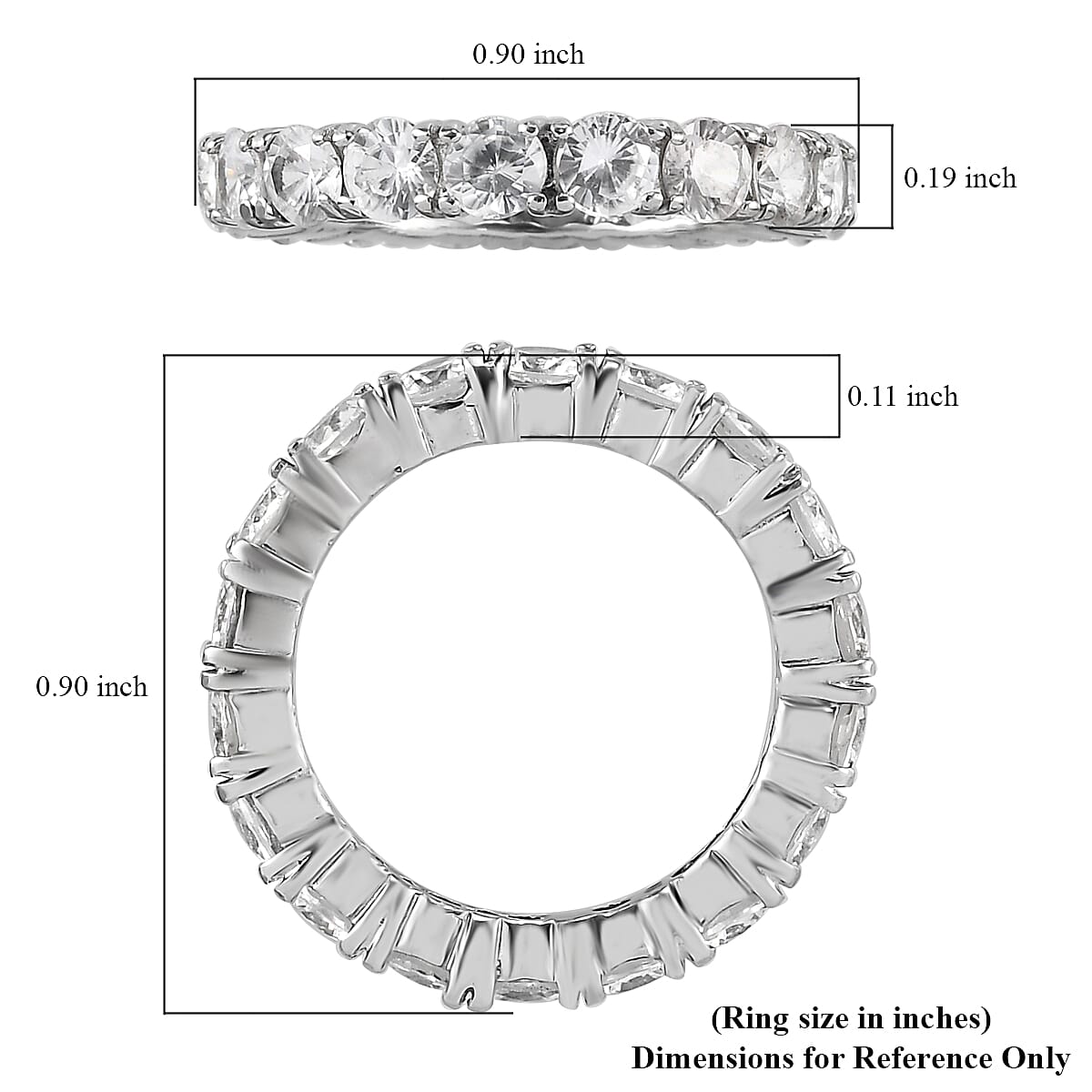 White Zircon 3.65 ctw Eternity Band Ring in Stainless Steel (Size 10.0) image number 5