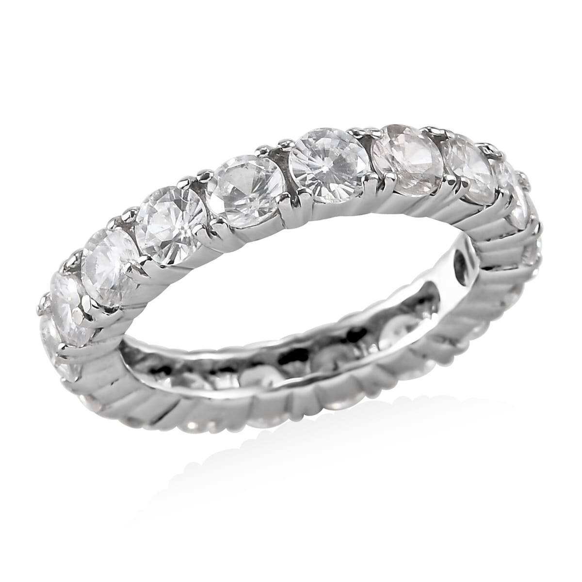 White Zircon 3.65 ctw Eternity Band Ring in Stainless Steel (Size 8.0) image number 0