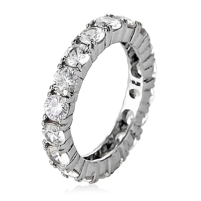 White Zircon 3.65 ctw Eternity Band Ring in Stainless Steel (Size 8.0)