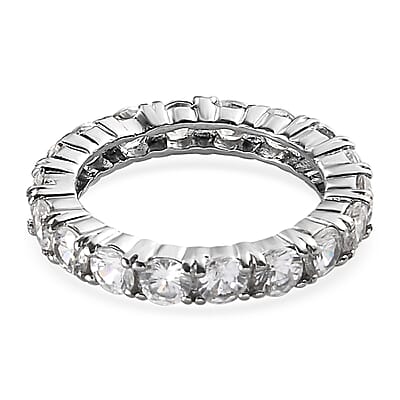 White Zircon 3.65 ctw Eternity Band Ring in Stainless Steel (Size 8.0)