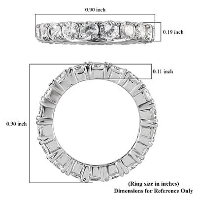 White Zircon 3.65 ctw Eternity Band Ring in Stainless Steel (Size 8.0)