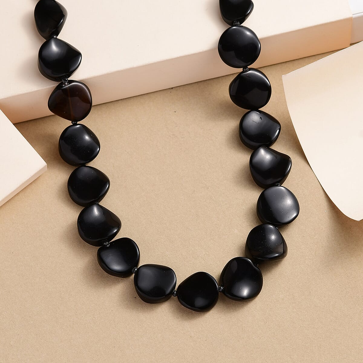 Black Agate and Thai Black Spinel Necklace 18 Inches in Sterling Silver 256.20 ctw image number 1