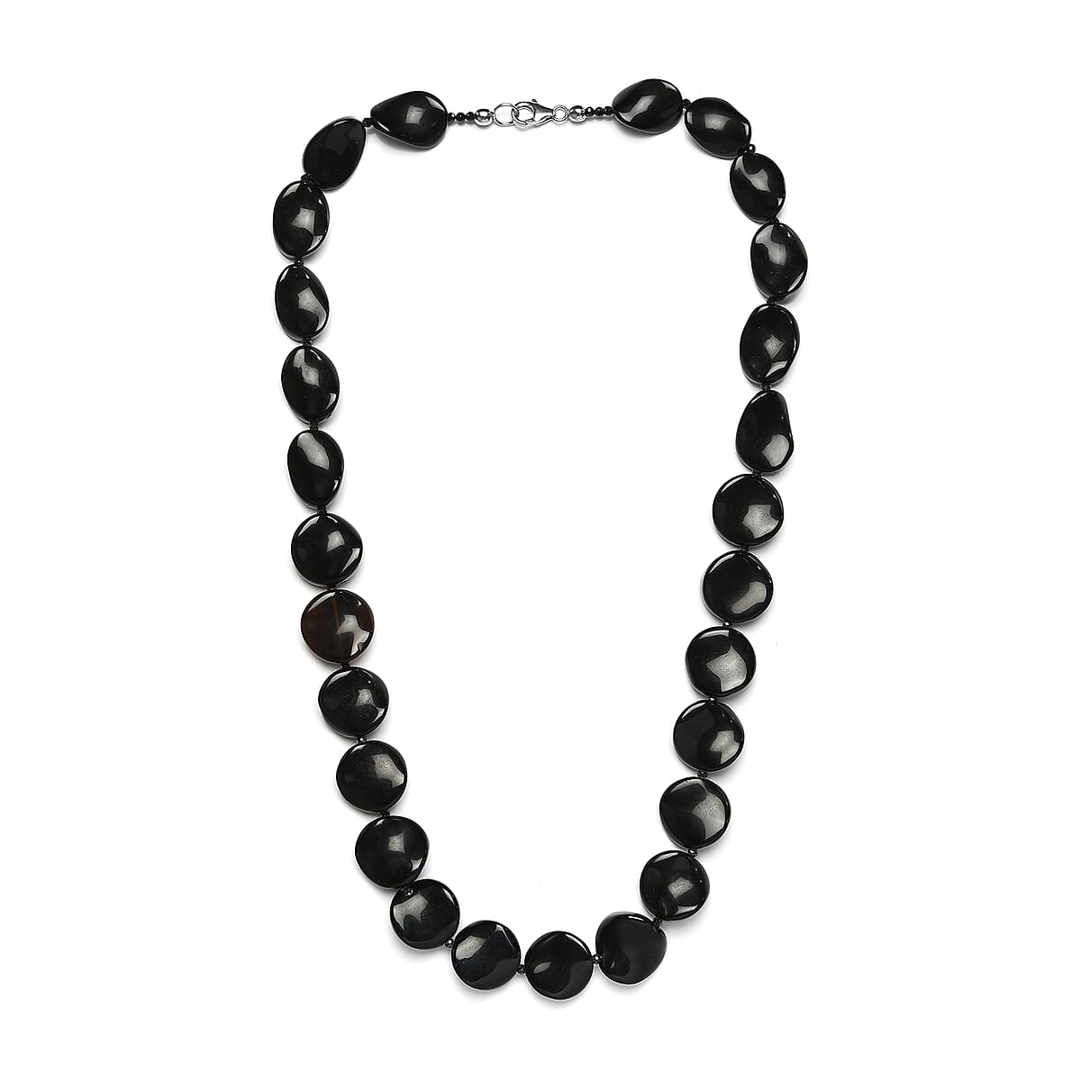 Black Agate and Thai Black Spinel Necklace 18 Inches in Sterling Silver 256.20 ctw image number 3