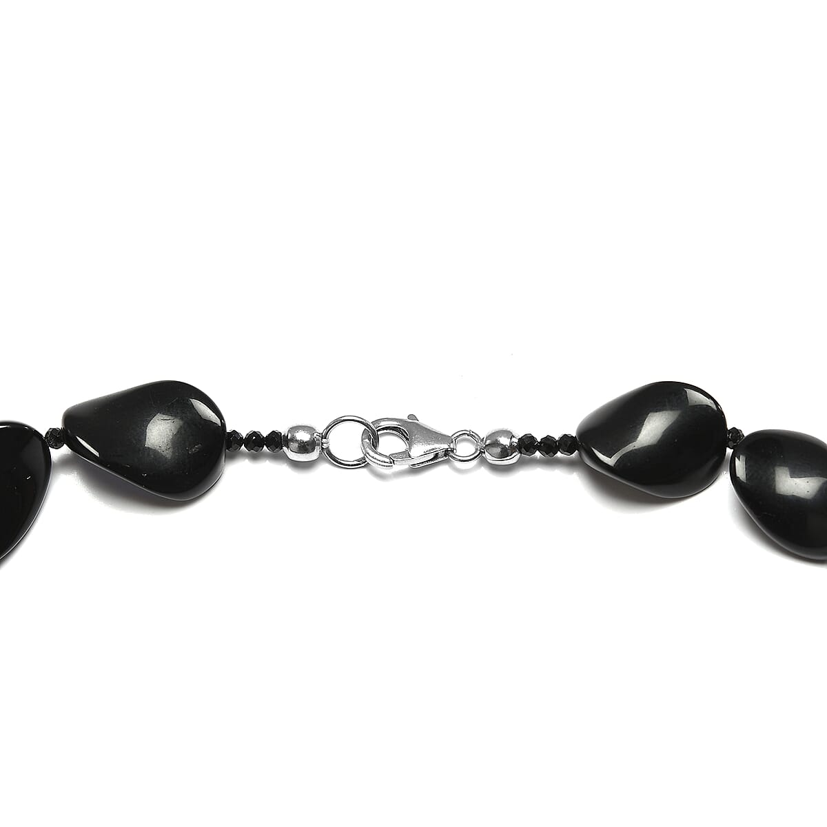 Black Agate and Thai Black Spinel Necklace 18 Inches in Sterling Silver 256.20 ctw image number 4