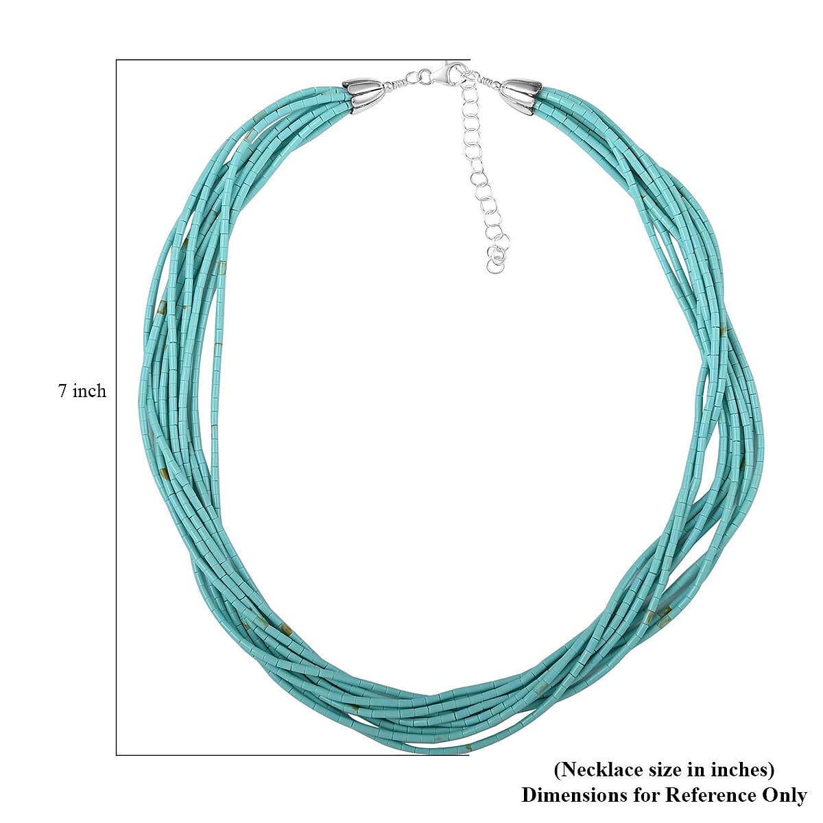 Turquoise Necklace (18 Inches) in Sterling Silver 93.25 ctw image number 4