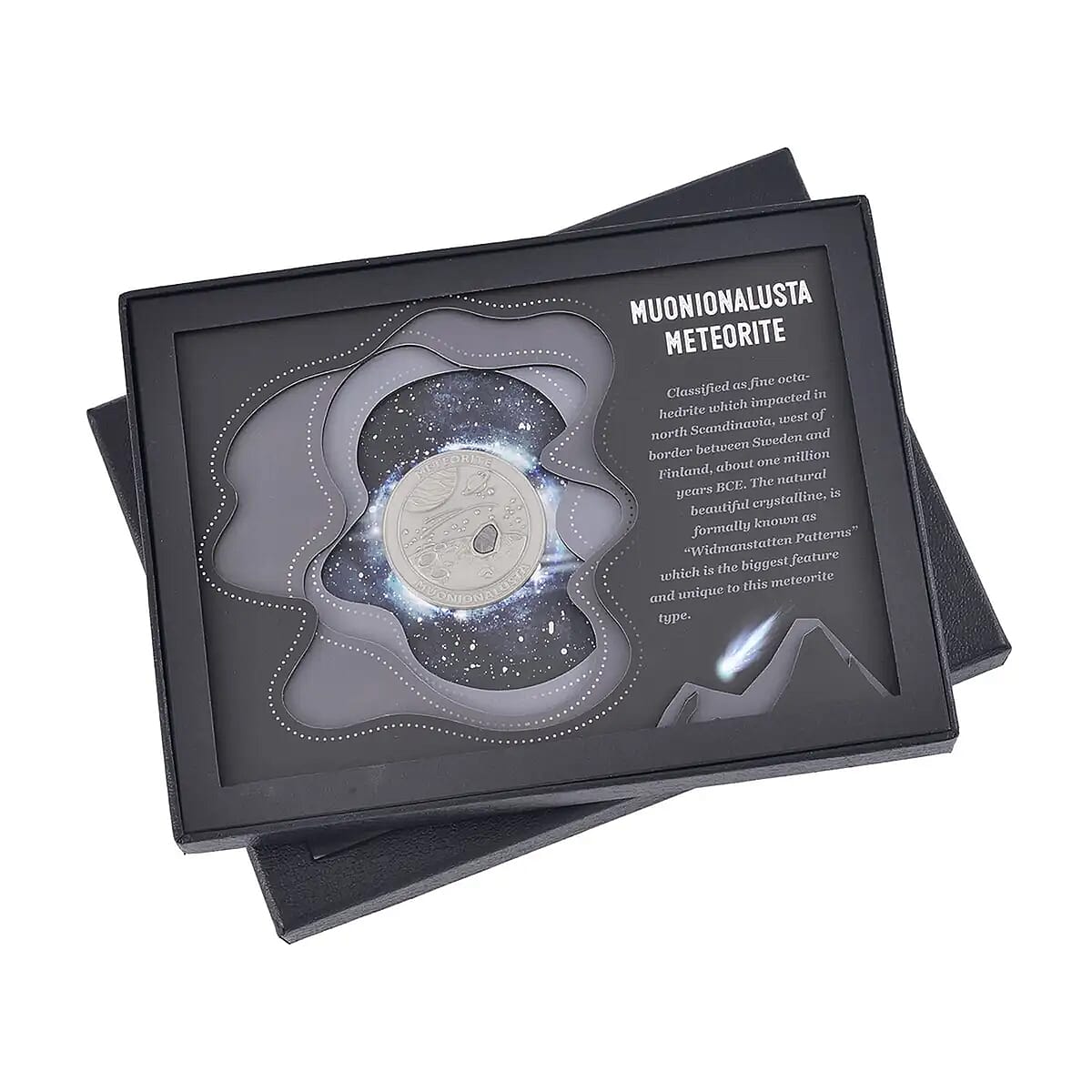 Muonionalusta Marvelous Meteorite Specimen Coin in Silvertone image number 6