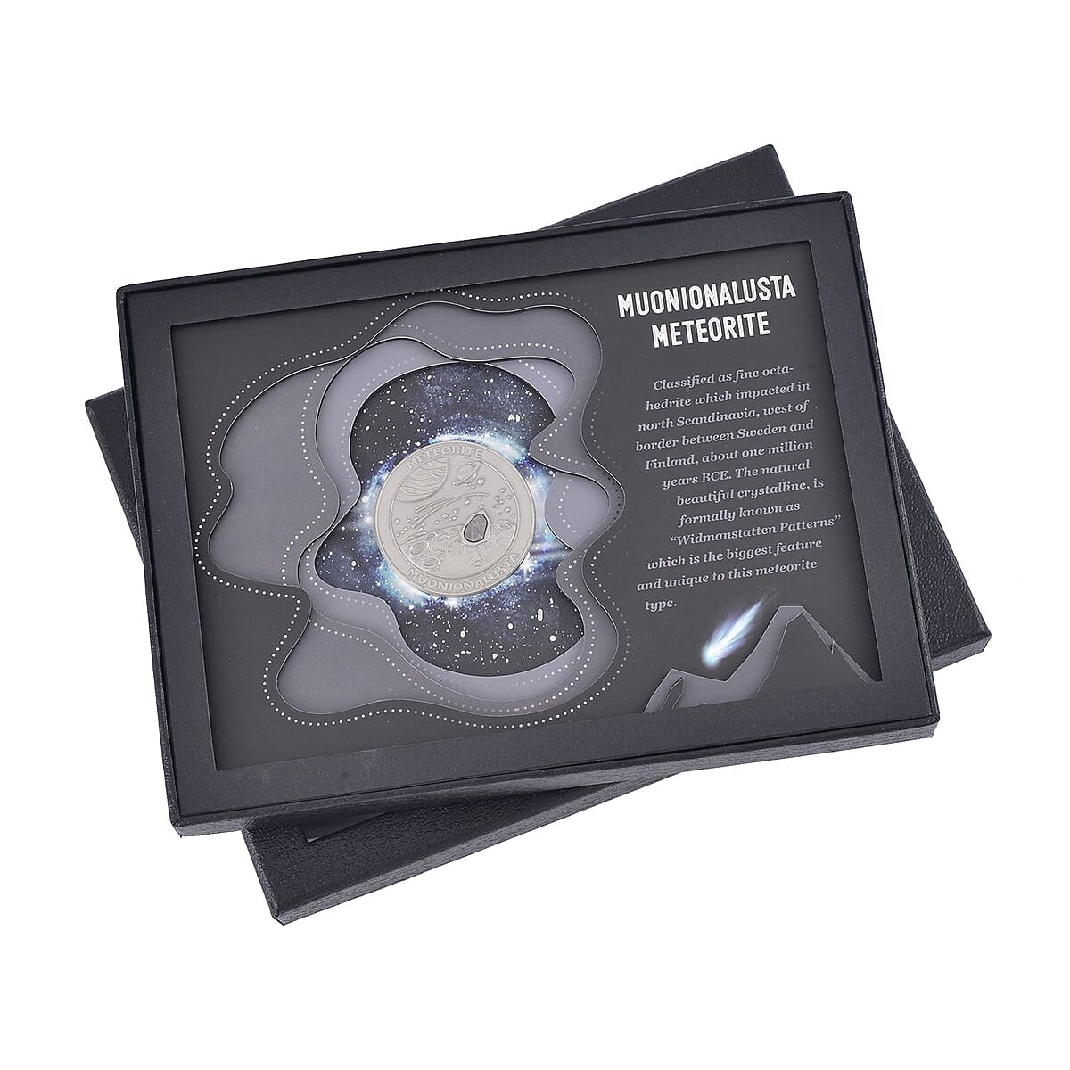 Muonionalusta Marvelous Meteorite Specimen Coin in Silvertone image number 7